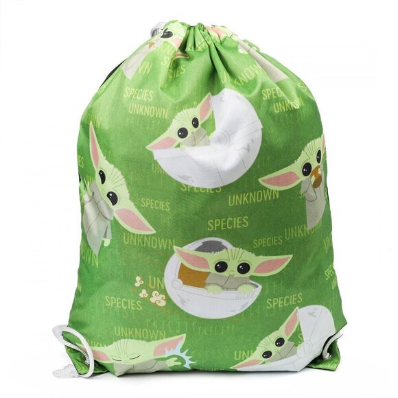NWT Star Wars Baby‎ Yoda Mandalorian Drawstring Green Backpack Tote Bag - Picture 1 of 9